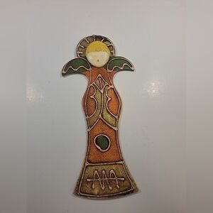 1960s MCM Retro Psychedelic Winged Angel Christmas Wall Art Decor.